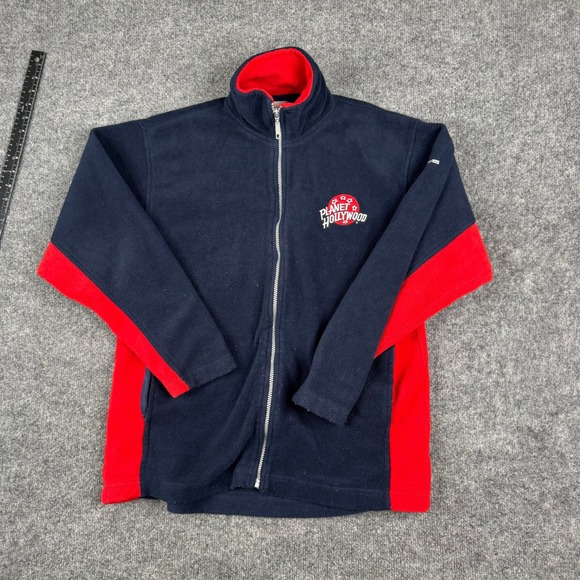 planet hollywood Other - Planet Hollywood Fleece Jacket Mens Size L Navy Red Full Zip Embroidered Logo